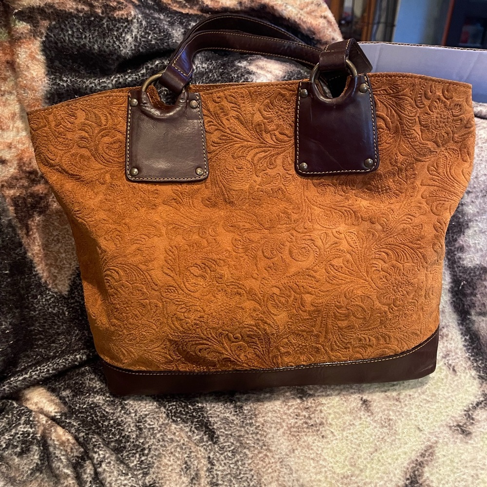 Vintage Brown Leather Tote with Distressed Finish